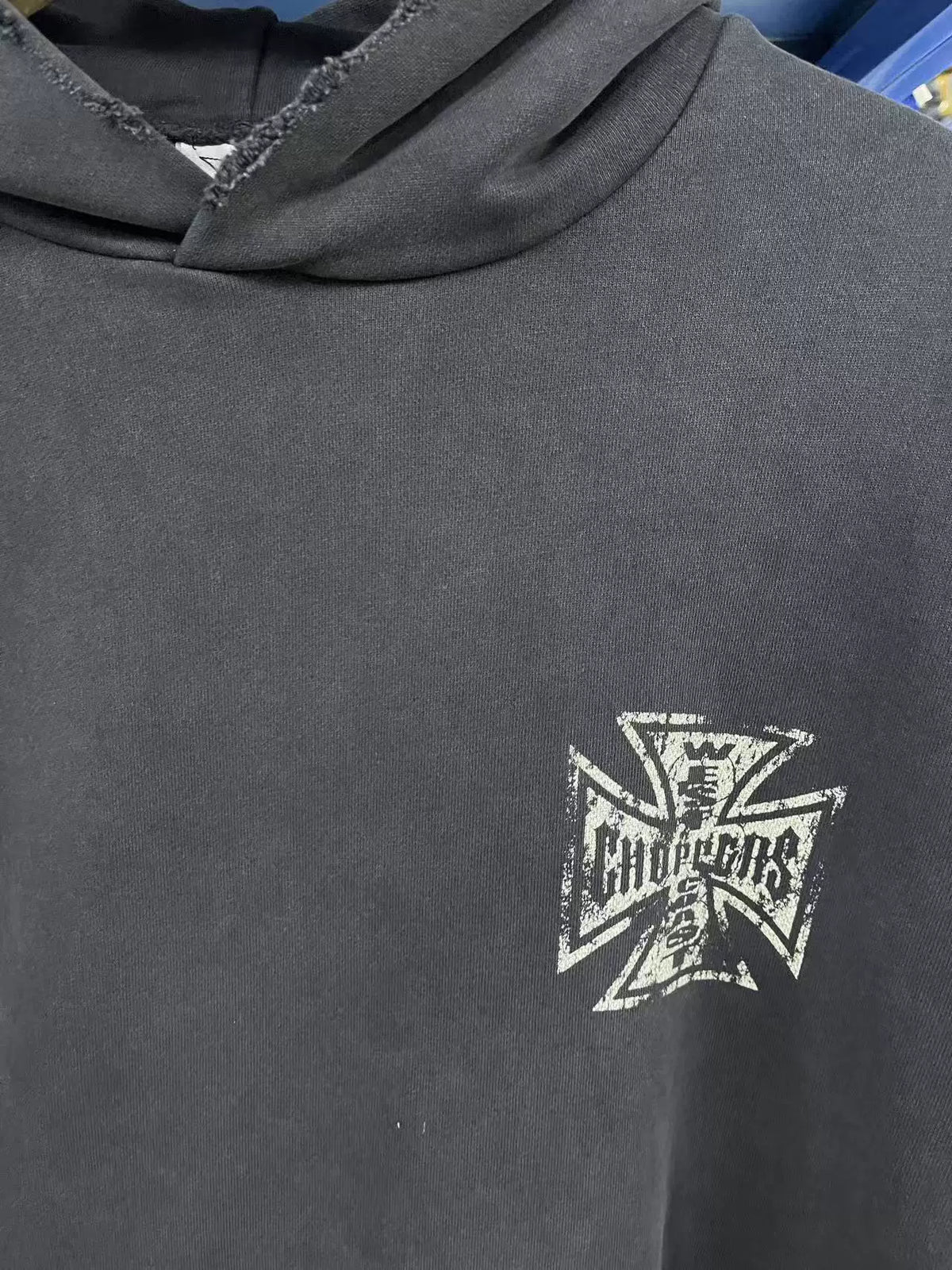 West Coast Choppers Skull Cross Dual‑Side Vintage Wash Pullover Hoodie Black