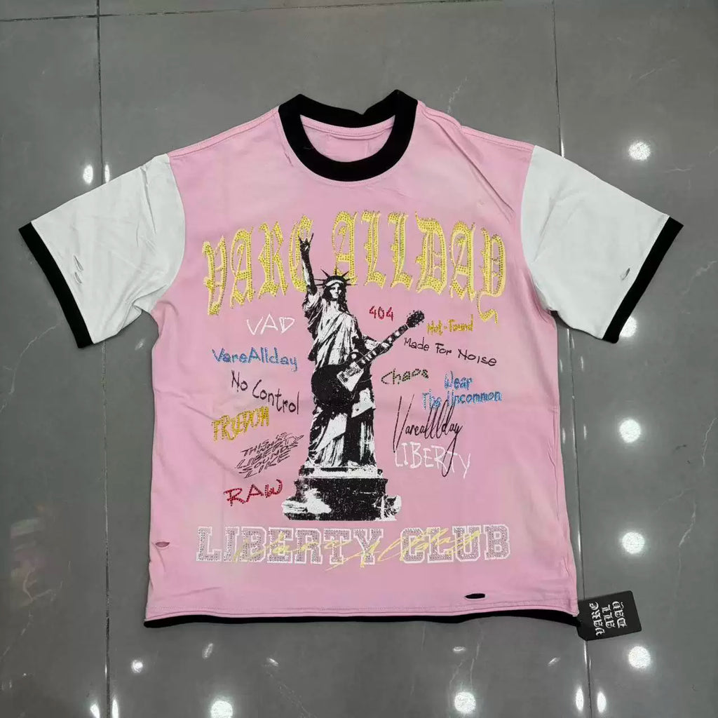 Vare All Day Liberty Club Statue Of Liberty Color Block Ringer T‑Shirt