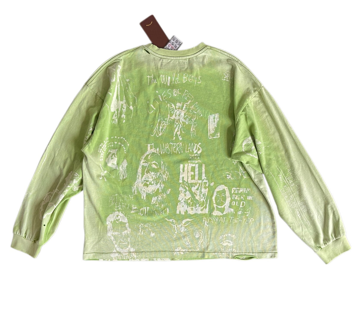 Play Hollywood Vintage‑Wash Green Cropped Long Sleeve T‑Shirt