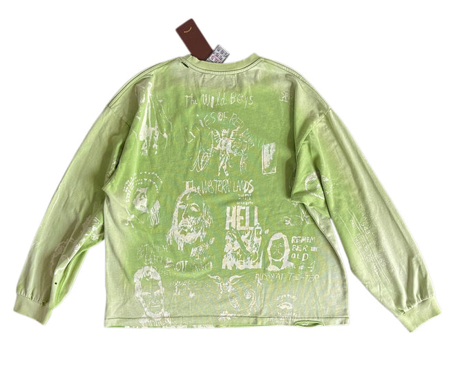 Play Hollywood Vintage‑Wash Green Cropped Long Sleeve T‑Shirt Main Image