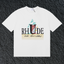 Rhude St Barts Palm Retro Striped Logo White Oversized T‑Shirt