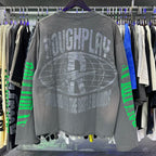 Roughplay Hip‑Hop Skeleton City Skyline Vintage Distressed Long Sleeve T‑Shirt