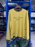 Play Hollywood Vintage‑Wash Yellow Multi‑Ripped Long Sleeve T‑Shirt