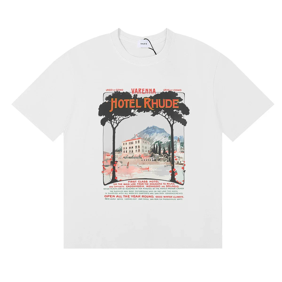 Rhude Hotel Rhude Mediterranean Scenic Print White Oversized T‑Shirt