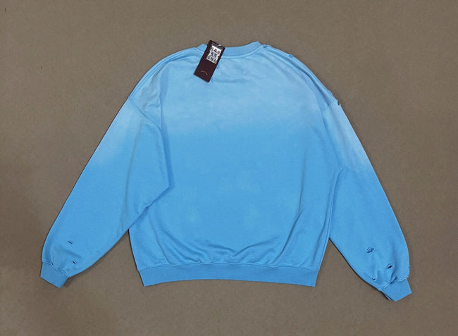 Play Hollywood Vintage‑Wash Gradient Blue Cropped Crewneck Sweatshirt Main Image
