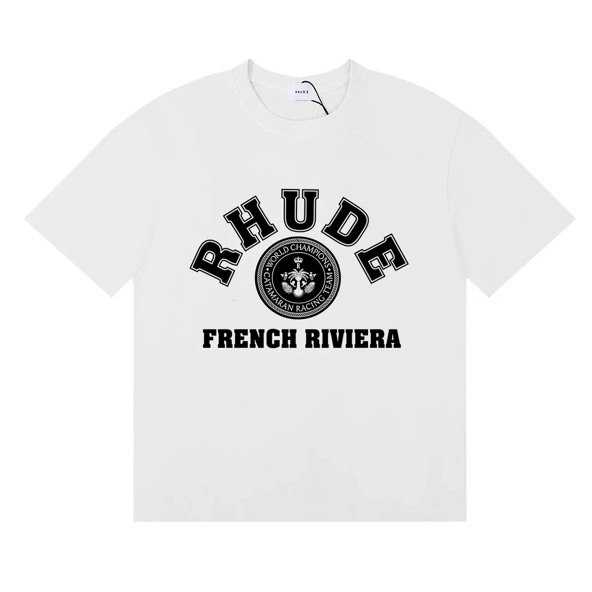 Rhude French Riviera Anchor Vintage Logo White Oversized T‑Shirt