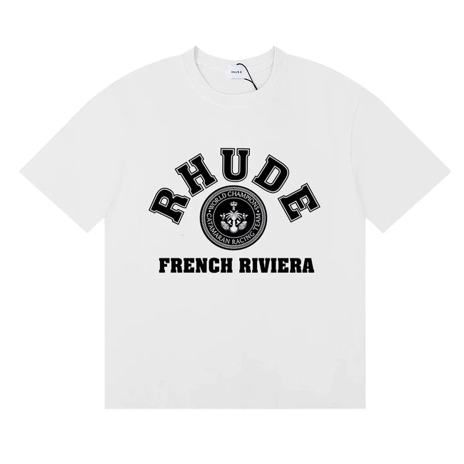 Rhude French Riviera Anchor Vintage Logo White Oversized T‑Shirt Hover Image