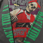 Roughplay Hip‑Hop Skeleton City Skyline Vintage Distressed Long Sleeve T‑Shirt