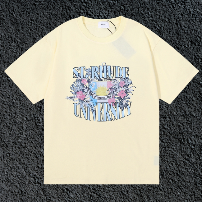 Rhude St.Rhude University Floral Crest Cream Oversized T‑Shirt Hover Image