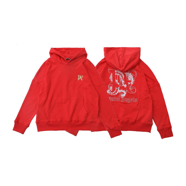 Palm Angels Dragon Graphic Back Print Hoodie - Red Hover Image