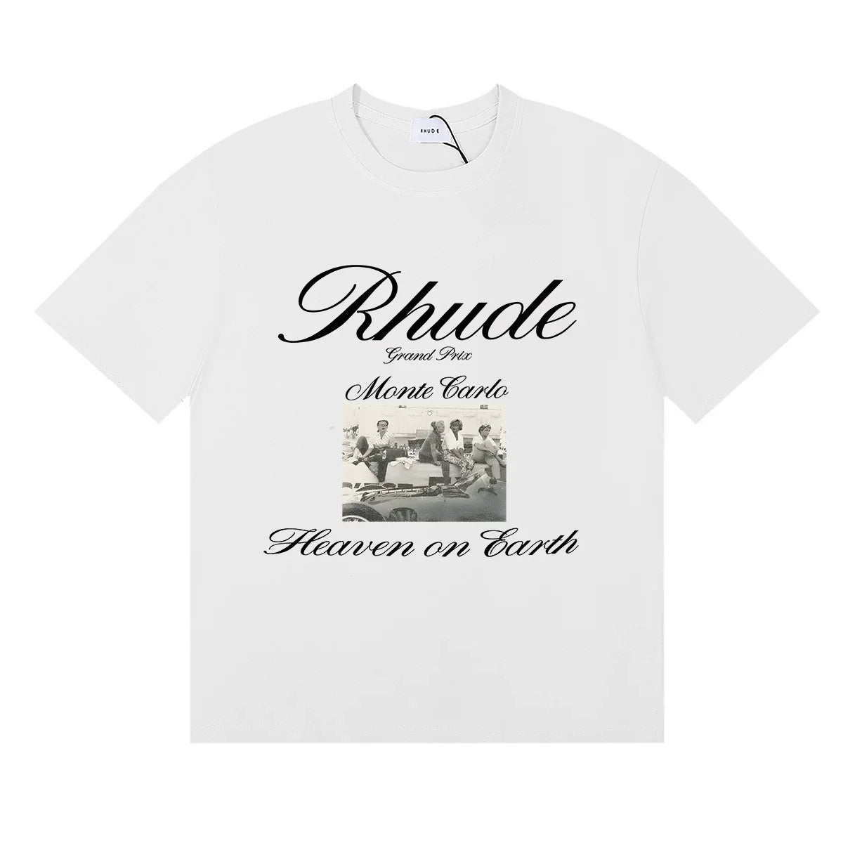 Rhude Monte Carlo Heaven On Earth Vintage Photo Print White Oversized T‑Shirt