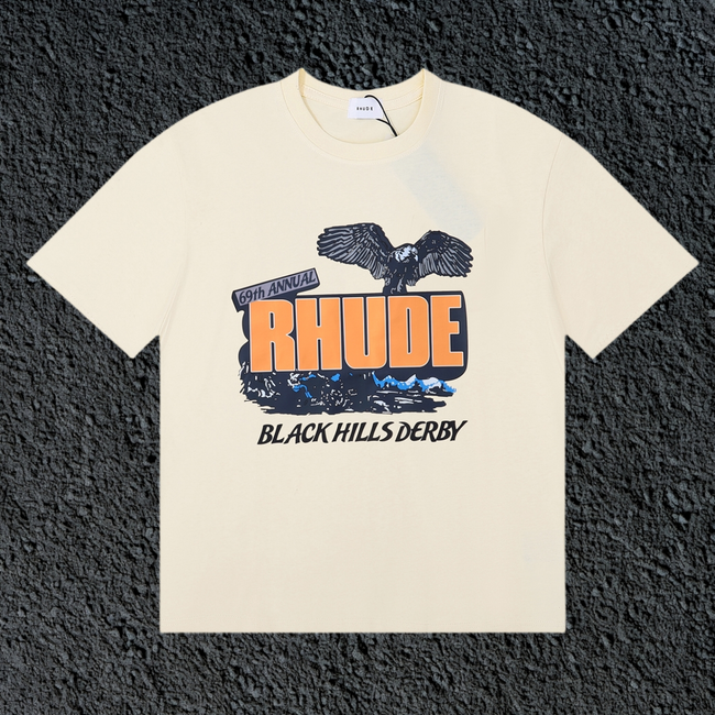 Rhude Black Hills Derby Eagle Mountain Cream Oversized T‑Shirt Hover Image