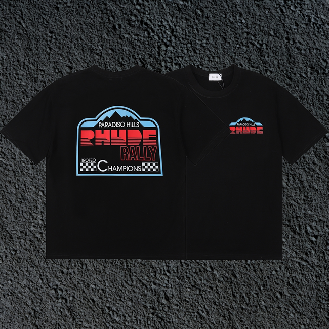 Rhude Paradiso Hills Rally Racing Dual Sided Black Oversized T‑Shirt Hover Image