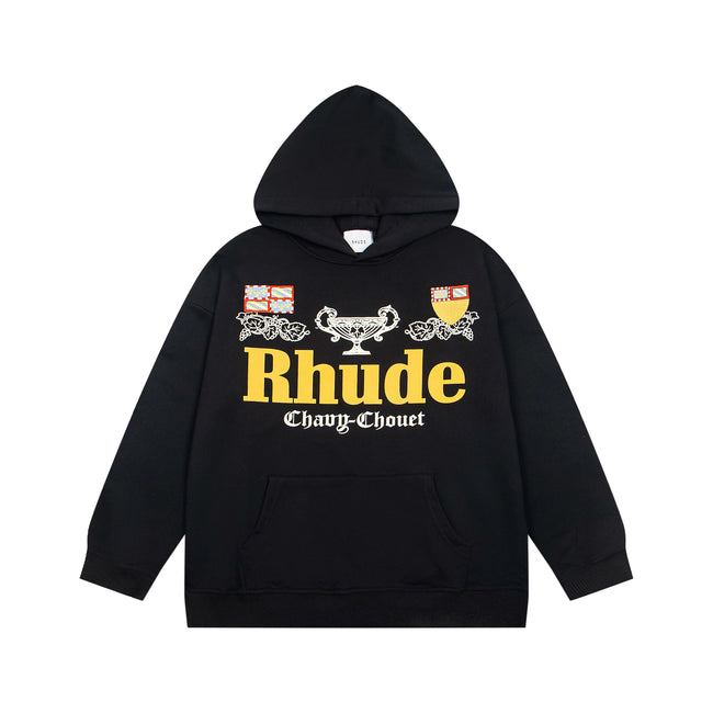 RHUDE Champ-Chenet Trophy Crest Graphic Hoodie Black Hover Image
