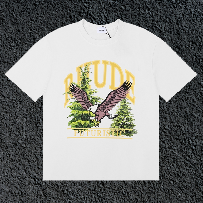 Rhude Futuristic Eagle Forest Vintage White Oversized T‑Shirt Hover Image