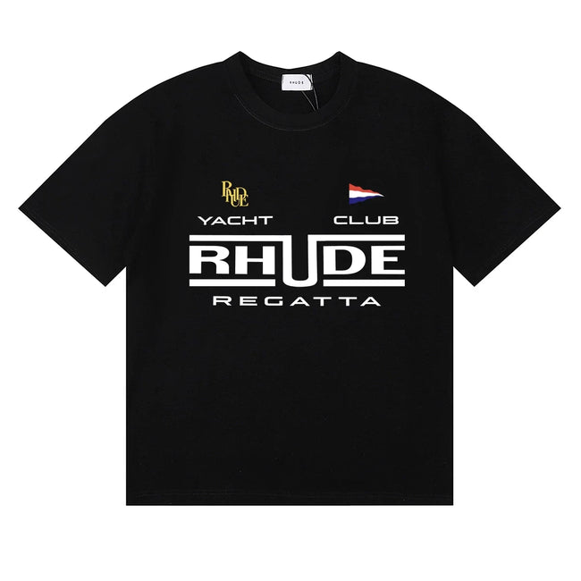 Rhude Yacht Club Regatta Flag Logo Black Oversized T‑Shirt Hover Image