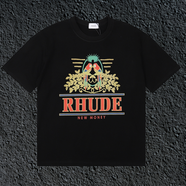 Rhude New Money Ornate Crest Black Oversized T‑Shirt Hover Image