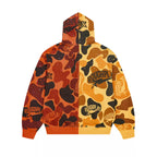 Roughplay Orange‑Yellow Split Camo Zip‑Up Hoodie