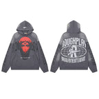 Roughplay Red Third‑Eye Statue Can’t Feel My Face Vintage Acid Wash Hoodie