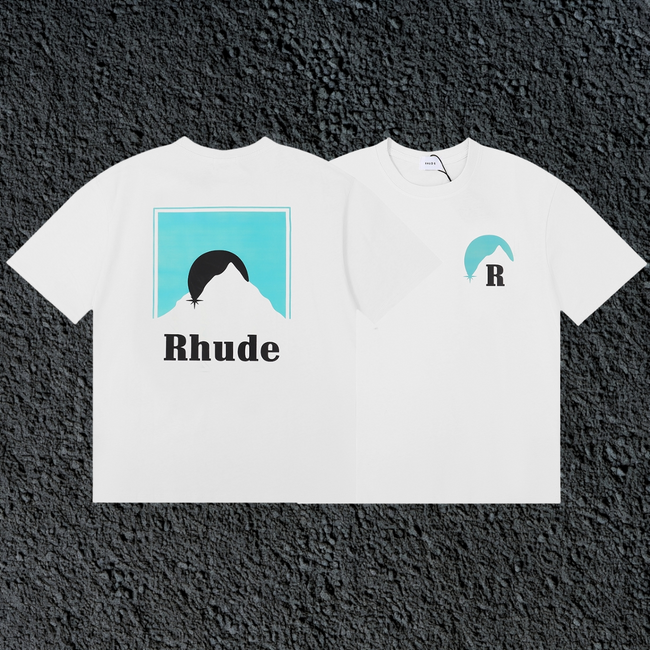 Rhude Mountain Moon Dual Sided White Oversized T‑Shirt Hover Image