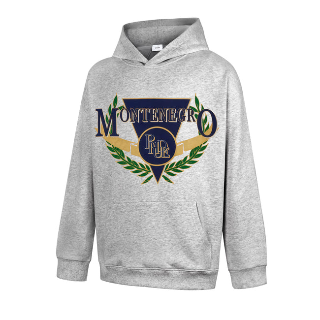 RHUDE Montenegro Laurel Crest Graphic Hoodie Light Heather Grey Hover Image