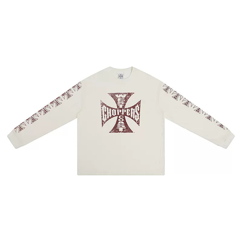 West Coast Choppers Off‑White Oversized Streetwear Shirt Sleeve Print