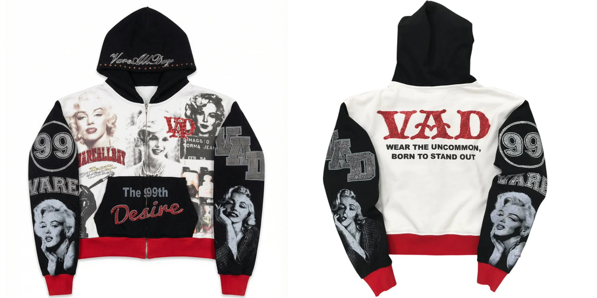 VARE ALL DAY Marilyn Monroe Vintage Portrait Zip‑Up Hoodie