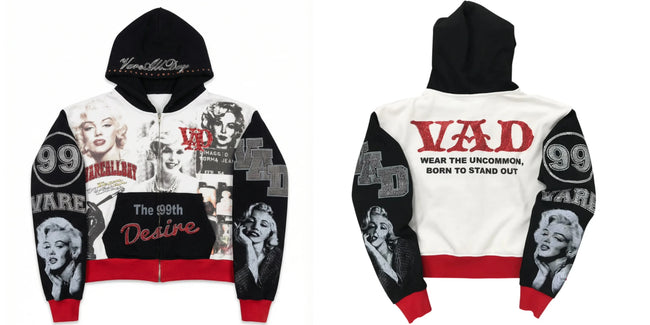 VARE ALL DAY Marilyn Monroe Vintage Portrait Zip‑Up Hoodie Hover Image