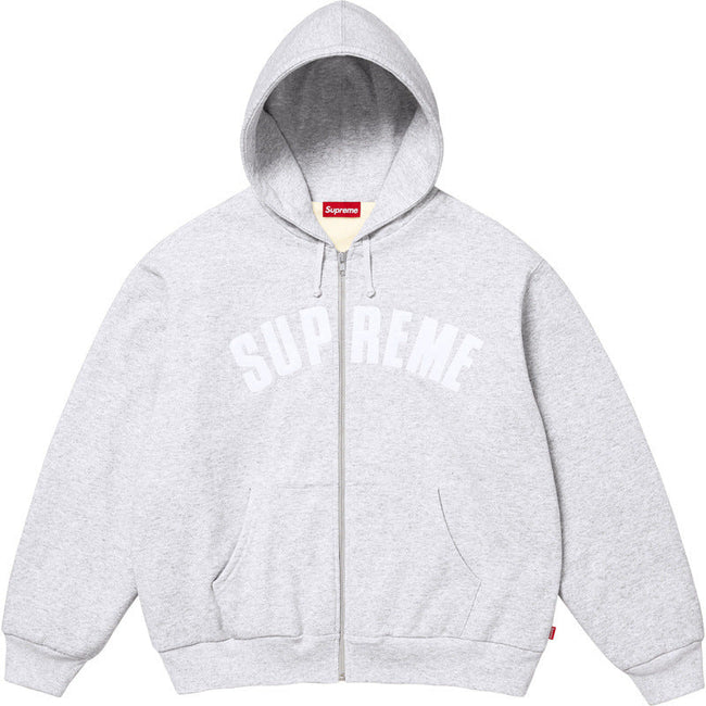 Supreme Arch Logo Zip-Up Hooded Sweatshirt - Heather Grey Hover Image