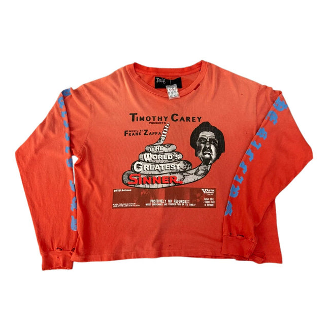 Play Hollywood Vintage‑Wash Orange Cropped Long Sleeve T‑Shirt Hover Image
