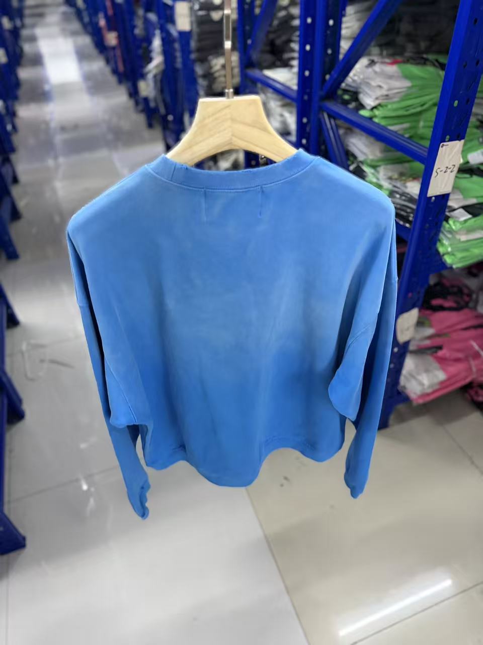Play Hollywood Vintage‑Wash Blue Cropped Crewneck Sweatshirt