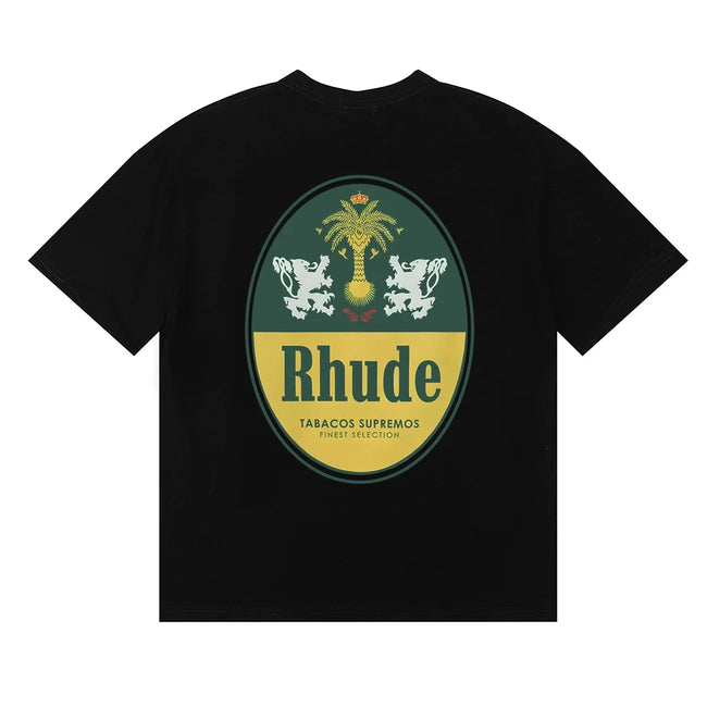 Rhude Vintage Oval Crest Back Logo Black Oversized T‑Shirt Hover Image