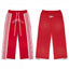 Roughplay Red Side‑Stripe Snap Button Wide Leg Sweatpants