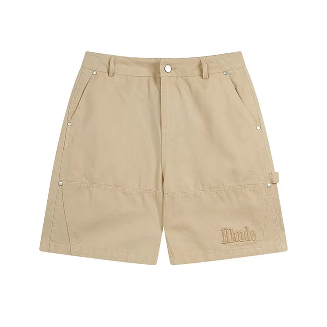 Rhude Khaki Rivet Cargo Shorts Hover Image