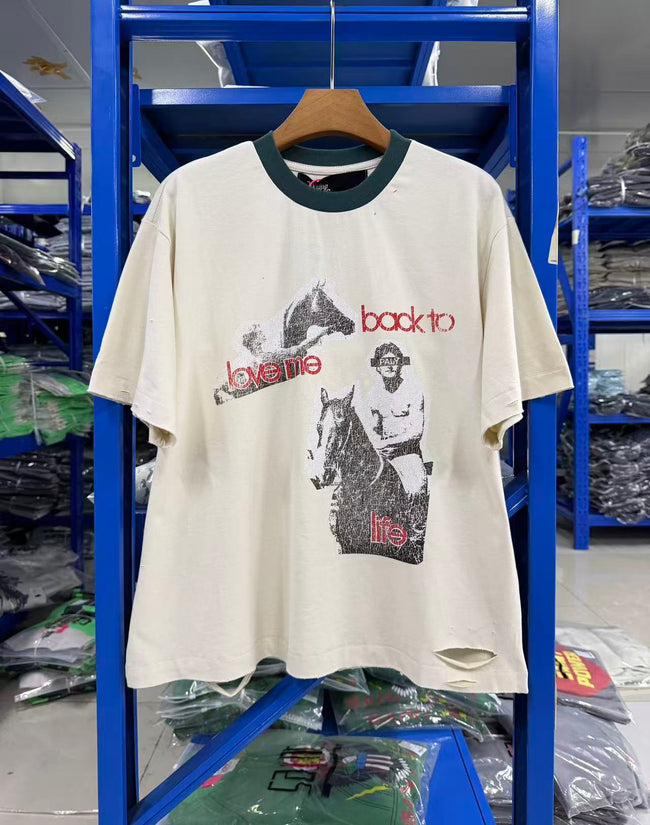 Play Hollywood Vintage Cream Oversized Streetwear T‑Shirt Hover Image