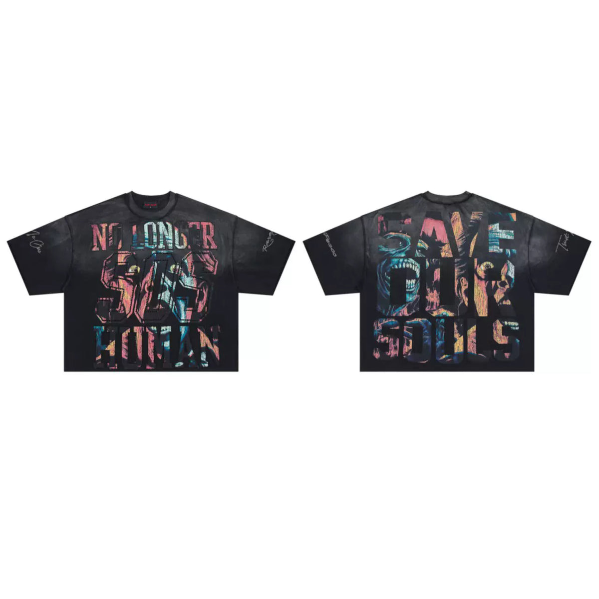 ROUGHPLAY Multicolor In‑Art Boxy Cropped T‑Shirt