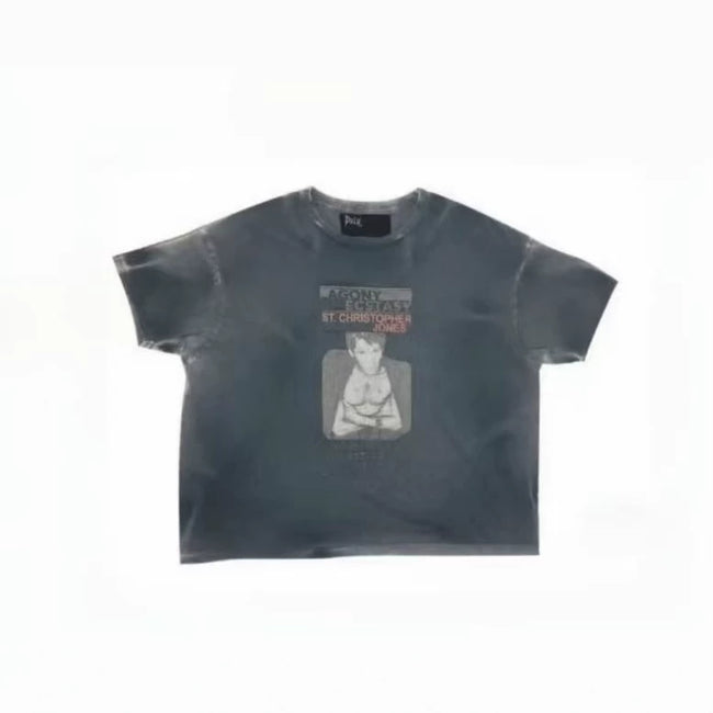 Play Hollywood Agony St. Christopher Jones Vintage‑Poster‑Print Cropped Boxy Short‑Sleeve Tee Hover Image