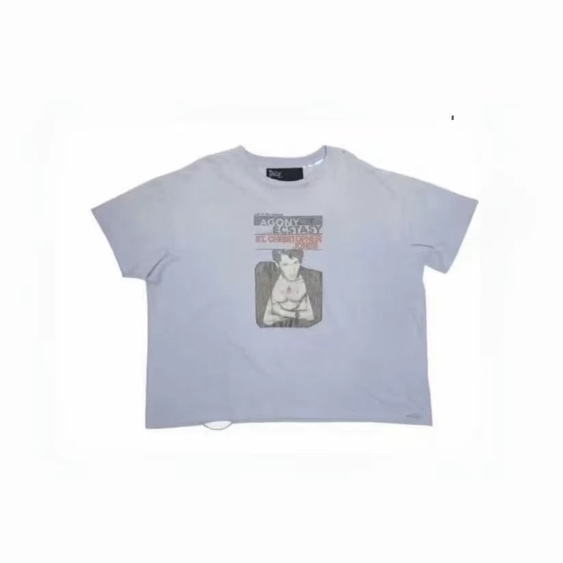 Play Hollywood Agony Ecstasy St. Christopher Jones Vintage‑Poster Cropped Boxy Short‑Sleeve Tee