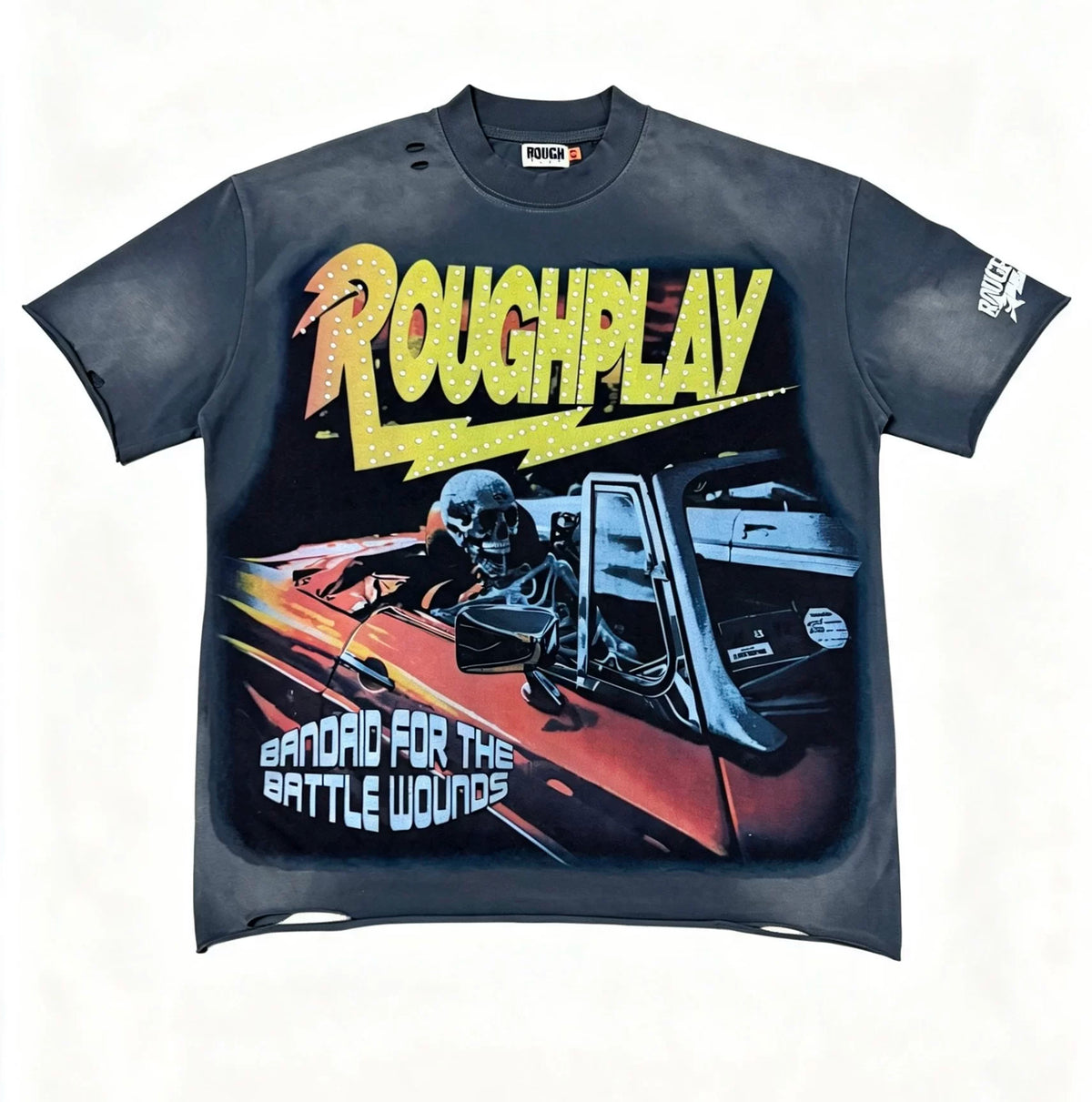 Roughplay Vintage Faded Charcoal Oversized Tee