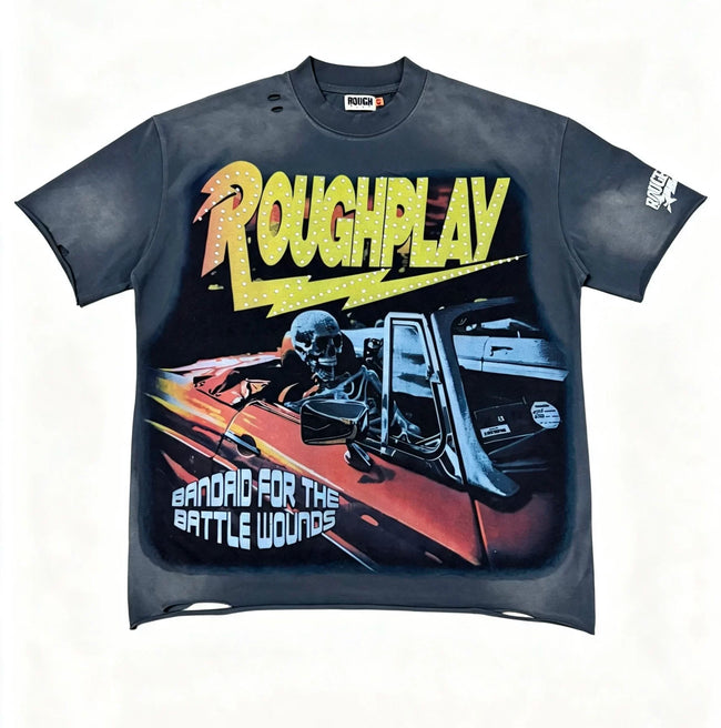 Roughplay Vintage Faded Charcoal Oversized Tee Hover Image