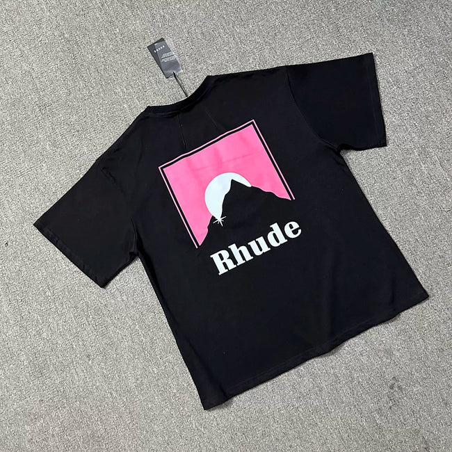 Rhude Pink Marlboro Mountain Graphic Oversized Short Sleeve T‑Shirt Hover Image