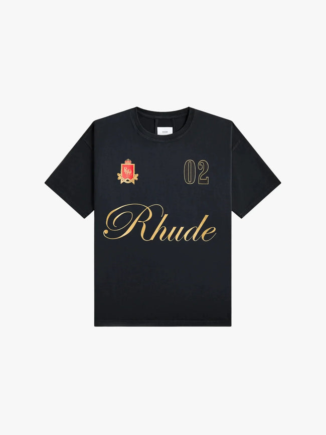Rhude Gold Script Badge 02 Oversized T‑Shirt Black Hover Image
