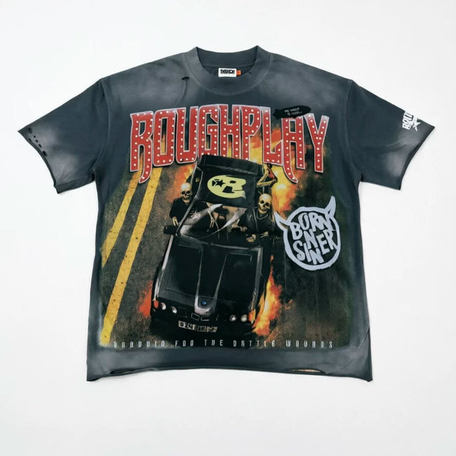 Roughplay Vintage Faded Charcoal Oversized Tee Hover Image