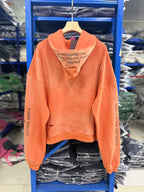 Play Hollywood Vintage‑Wash  Orange Cropped Pullover Oversized Hoodie