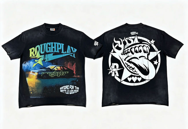 Roughplay Vintage Washed Black Oversized Tee Hover Image