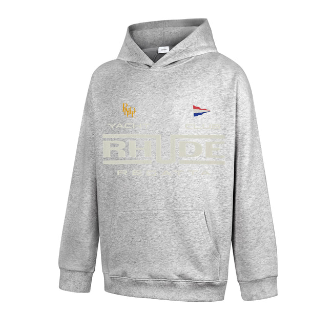 RHUDE Yacht Club Regatta Logo Hoodie Light Heather Grey Hover Image