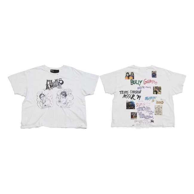 Play Hollywood Films Angels Dual‑Sided Cult‑Film Hand‑Sketch‑Collage Cropped Boxy Short‑Sleeve Tee Hover Image