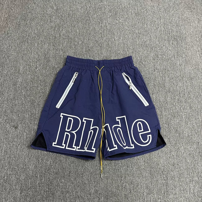 Rhude Navy Big Logo Nylon Shorts Hover Image