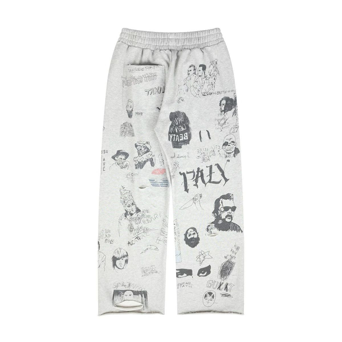 Play Hollywood Vintage‑Wash Heather Grey Wide Leg Sweatpants