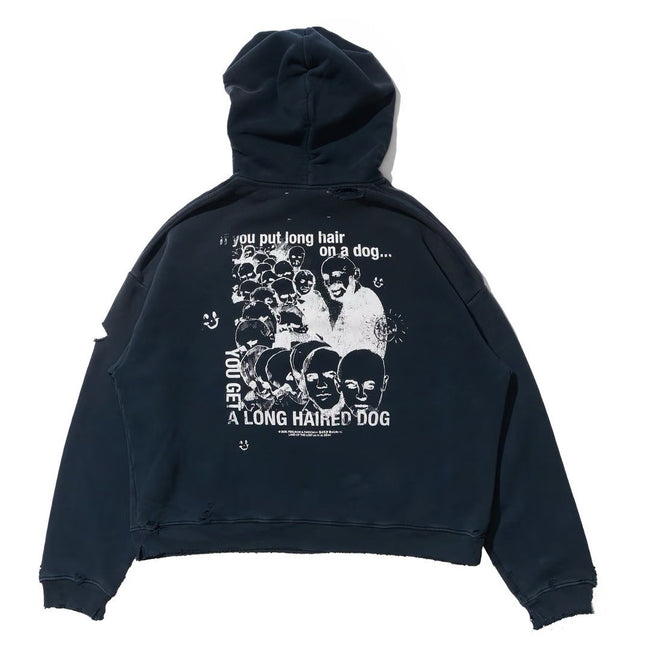Play Hollywood Vintage‑Wash Black Cropped Hoodie Main Image